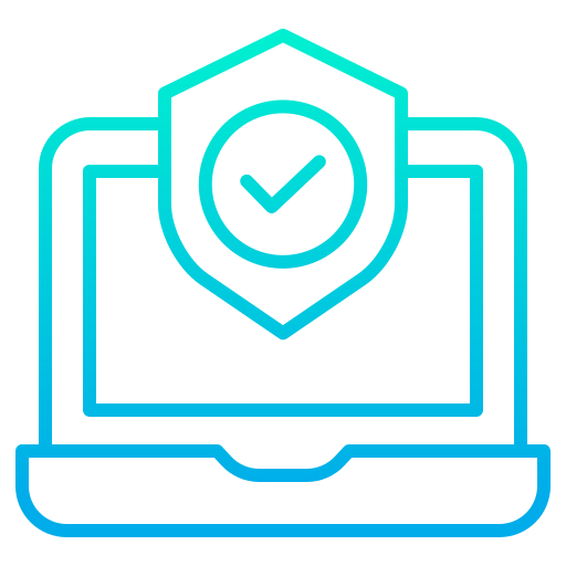 laptop security icon in blue and green gradient